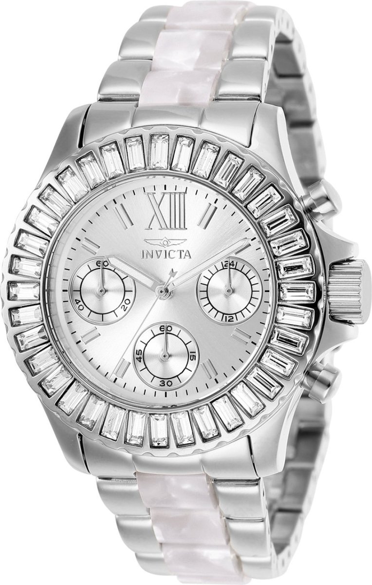 Invicta Angel 18867 Dames Horloge - Waterdicht - Analoog - Quartz Uurwerk - Roestvrij Staal met zilveren Wijzerplaat - 38mm