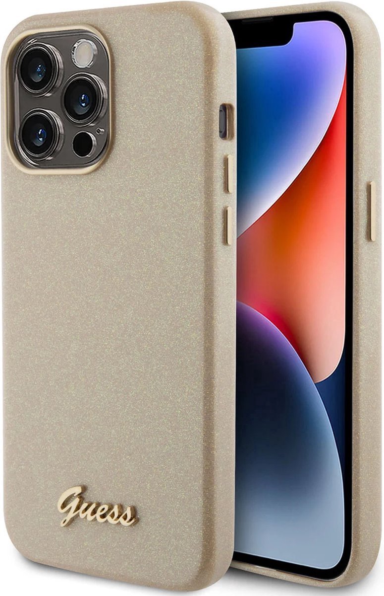 Guess Glitter Glossy Back Case - Geschikt voor Apple iPhone 15 Pro Max (6.7") - Goud
