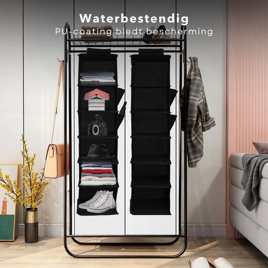 Cheqo® Ruime Hangorganizer - Camping Opbergoplossing voor Caravan - Opvouwbare Kastorganizer - Efficiënt Opbergsysteem - Tentorganizer met Spiegel - Tentschort van Cheqo — afbeelding 3