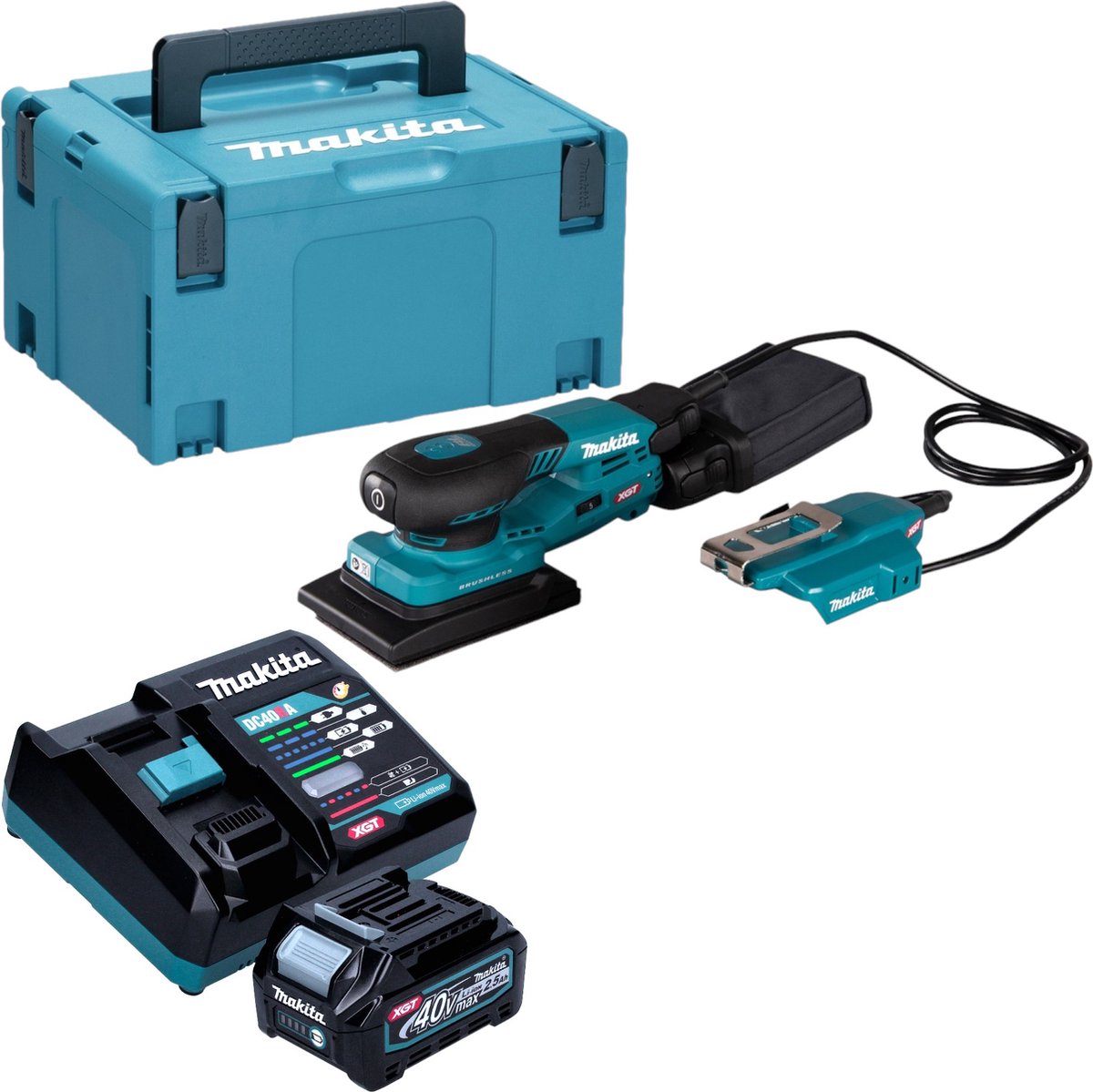 Makita BO 005 CGD101 Accuschuurmachine 40 V max. 80 x 130 mm 3,0 mm slag Borstelloos + 1x oplaadbare accu 2,5 Ah + lader + Makpac