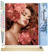 Peinture Par Numéros Adulte 40x50 Cm – Beauté Derrière Les Fleurs – Kit Complet Figured'Art DIY Relaxation Créative – Toile Sans Châssis + Peintures Acryliques