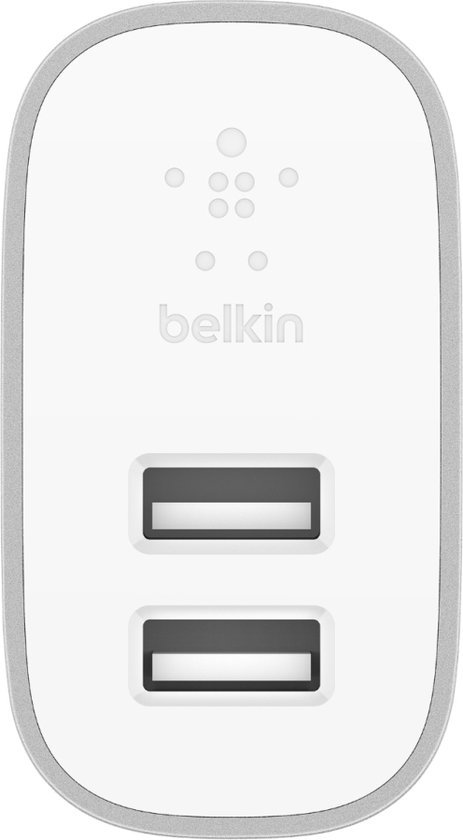 Chargeur universel 2 ports Belkin Boost Charge pour la maison - 4,8 A - Argenté, Blanc
