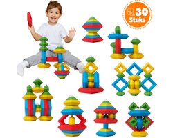 MontiPlay® Build Buddies - 30 Stuks Blokkentoren - Educatief Montessori Speelgoed - Stapelstenen & Blokken - STEM & Sensorisch Peuterspeelgoed - Vanaf 3 Jaar - Kinderspeelgoed - Bouwblokken - Het grote speelgoedboek 2025