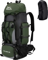 Bol.com WoYoW® - 90L - Backpacks - Backpack - Waterdicht - Wandelen - Camping - Rugzak - Groen - Regenhoes - Outdoor - Reizen - ... aanbieding