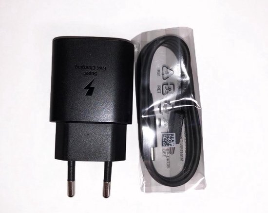 Geschikt Voor Samsung 25W PD 3.0 Super fast charger USB-C naar USB-C Kabel en Adapter - Zwart