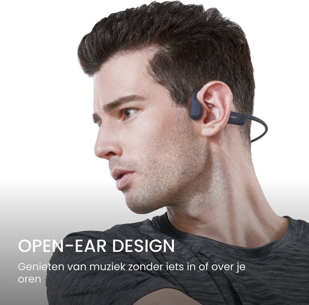 Shokz OpenRun Mini USB-C Open-ear Sporthoofdtelefoon – Bone Conduction – Draadloos – IP67 – Zwart thumbnail 8