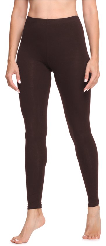 Ladeheid LA-LA40-133-LE Dames Leggings - Sport - Vrijetijdsbroek - Lang - Katoen - Sporbroek - Yogabroek - Bruin - S
