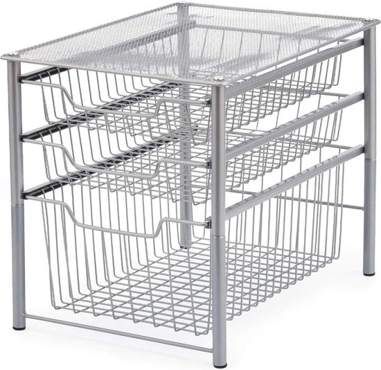 KOMFOTTEU Trolley met 15 laden, stapelbaar, met vergrendelingswielen