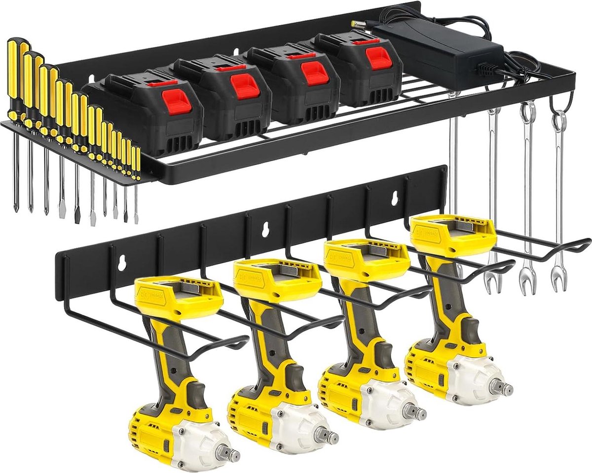 Wandhouder voor gereedschapsopslag organizer voor accu slagboorschroevendraaier zware elektrische boor wandmontage gereedschapshouder gereedschapsrek voor garage power tool organizer