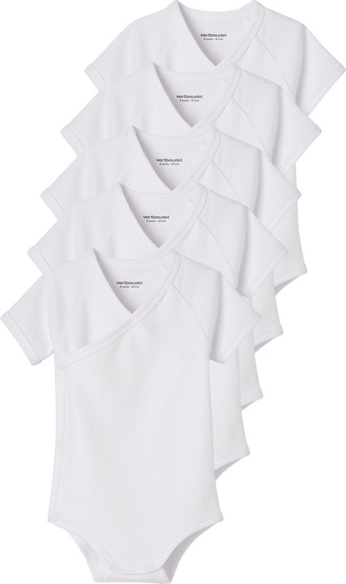 Vertbaudet Lot de 5 bodies manches courtes bébé ouverture naissance BASICS