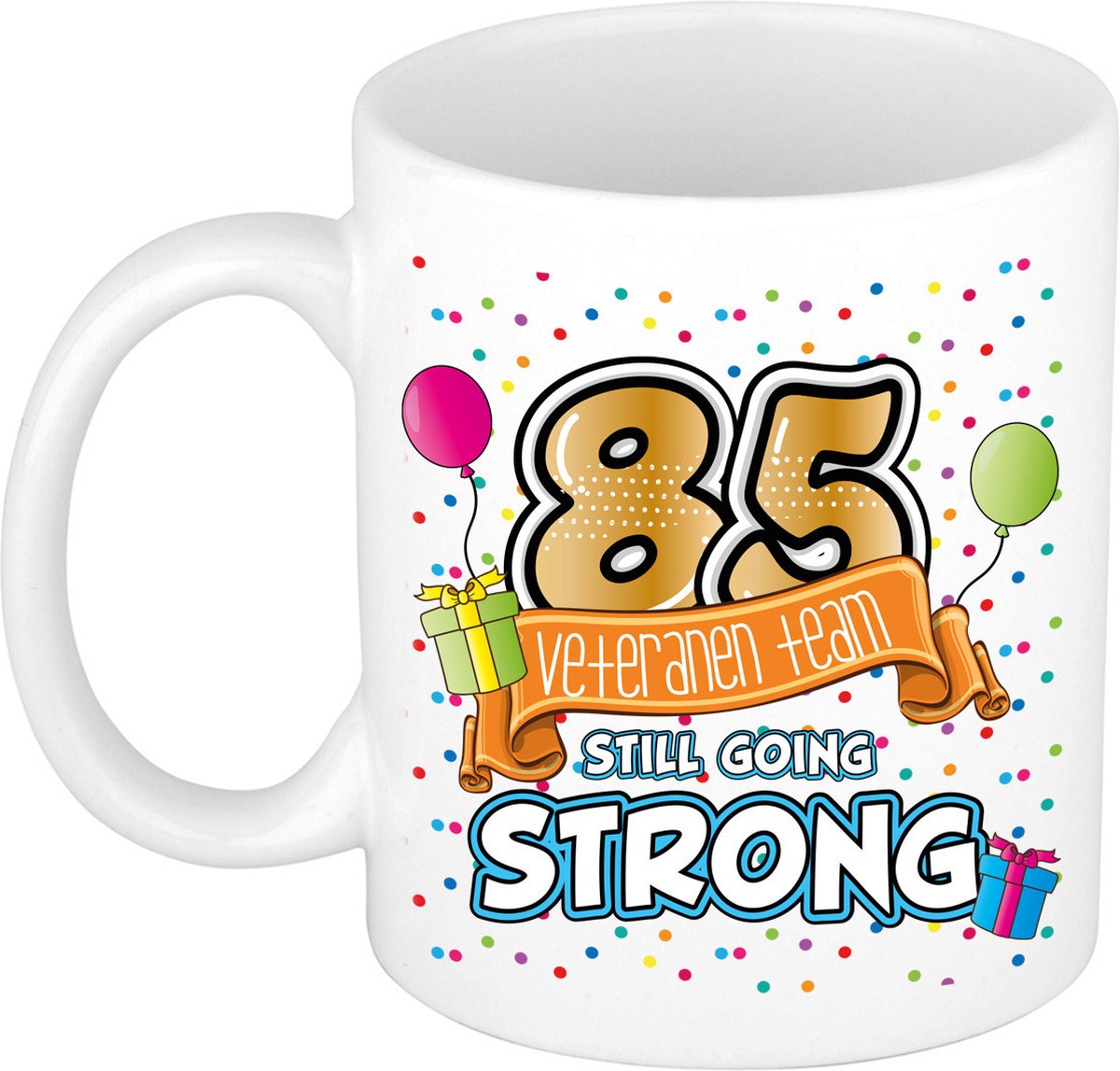 Bellatio Decorations Verjaardag cadeau mok 85 jaar - wit - veteranen team - 300 ml - keramiek