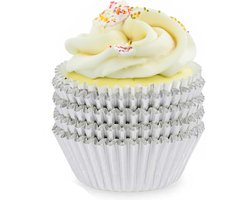 Kinvara Muffin en cupcakes maken vormpjes - papier - zilver - set 100x stuks - dia 11 cm - zelf taartjes maken