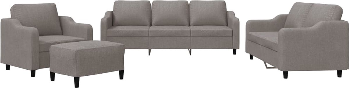 vidaXL - 4-delige - Loungeset - met - kussens - stof - taupe