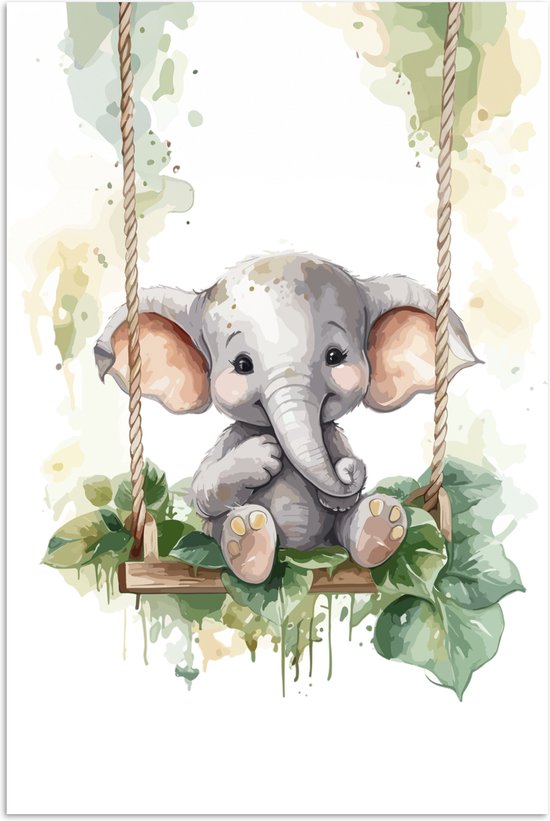 Foto: Poster 40x60 cm olifant dier kinderen jungle kinderkamer babykamer posters kamer decoratie accessoires wanddecoratie kinderkamer muurdecoratie babykamer