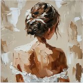 Poster 30x30 cm - Vrouw - Verf - Abstract - Beige - Modern - Posters - Kamer decoratie - Wanddecoratie woonkamer - Muurdecoratie slaapkamer