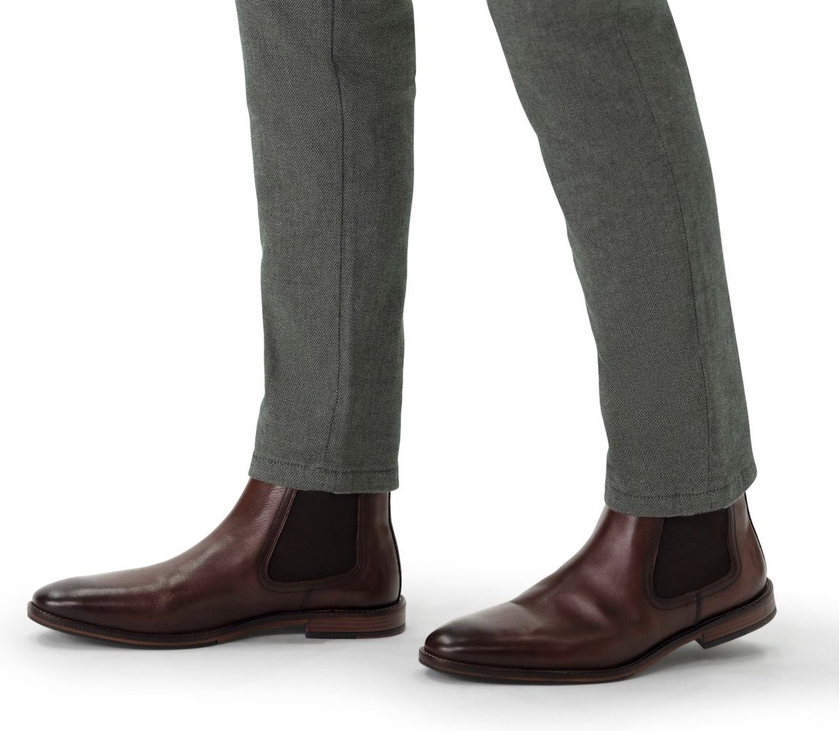 Manfield - Heren - Bruine leren chelsea boots - Maat 44