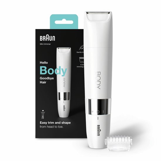 Braun Body BS1000 Mini Trimmer, Elektrische Ontharing Voor Vrouwen En Mannen - Wit