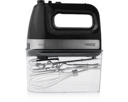 Princess 222206 Handmixer - Inclusief opbergdoos - Mixer met RVS deeghaken en gardes - 5 snelheden en turbofunctie - 500W – Krachtige motor