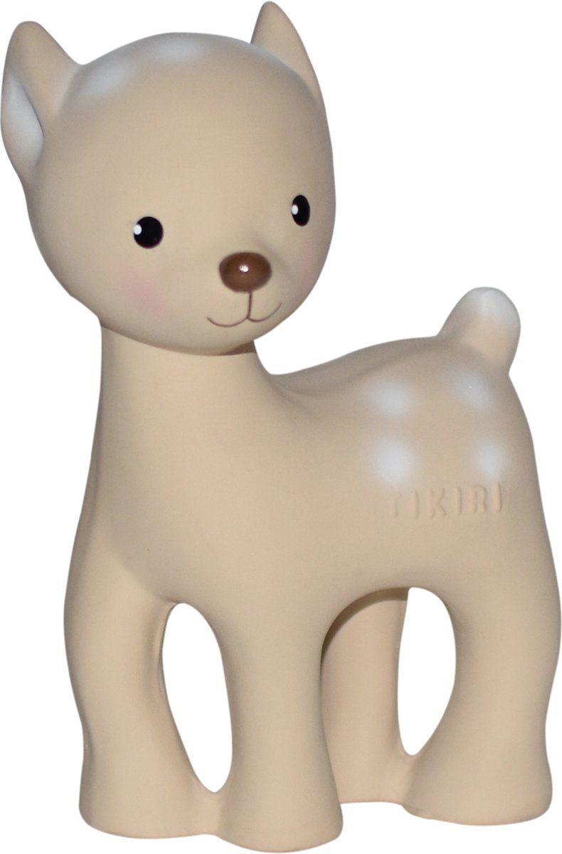 TIKIRI Mijn Eerste Bosdiertje - Hert - Natuurlijk Rubber - Met Belletje - 0 Jaar