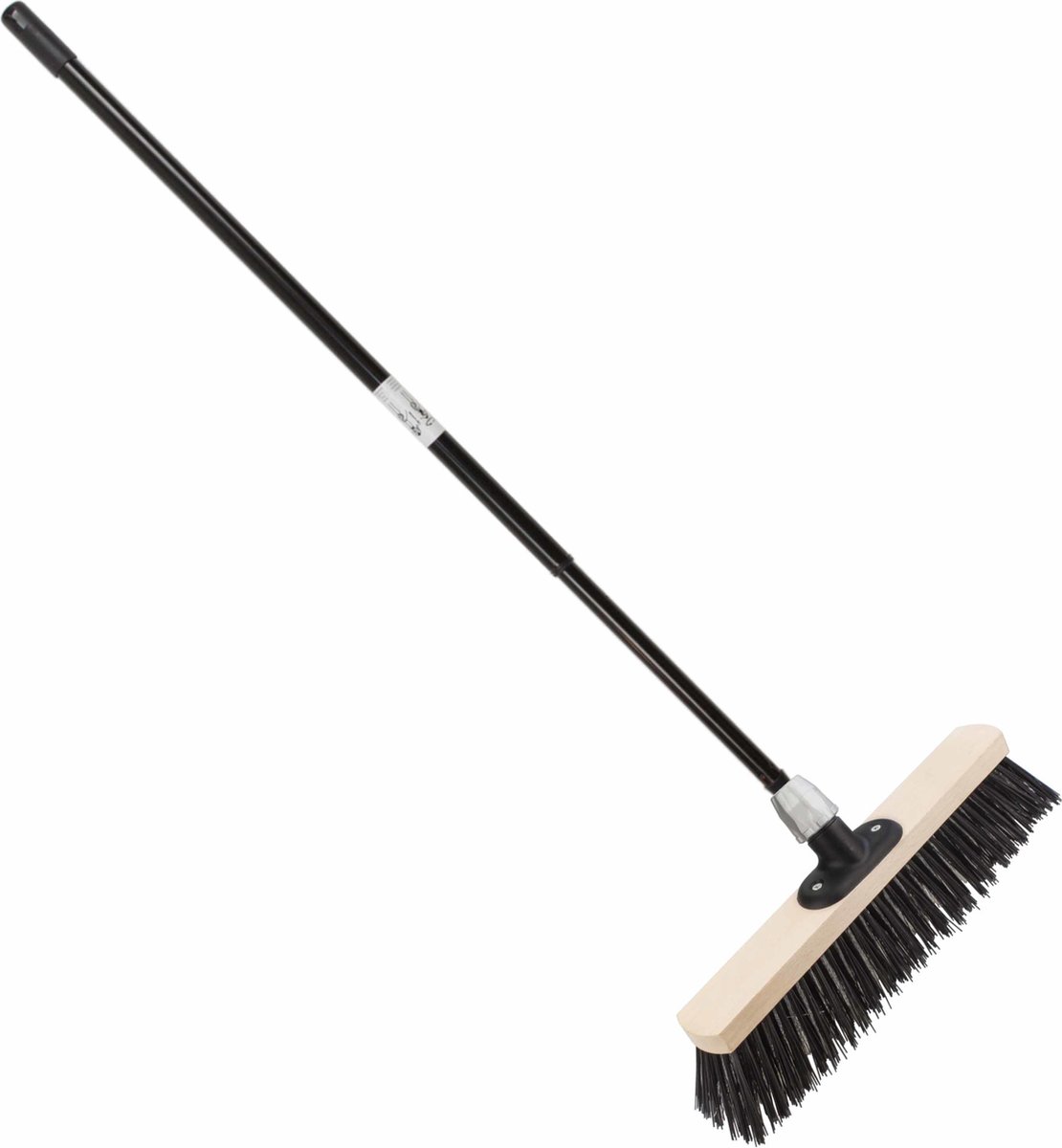 Goedkoopste Staaldraad straatbezem/buitenbezem 40 cm met metalen telescoopsteel zwart 80 - 130 cm - Harde buitenbezems