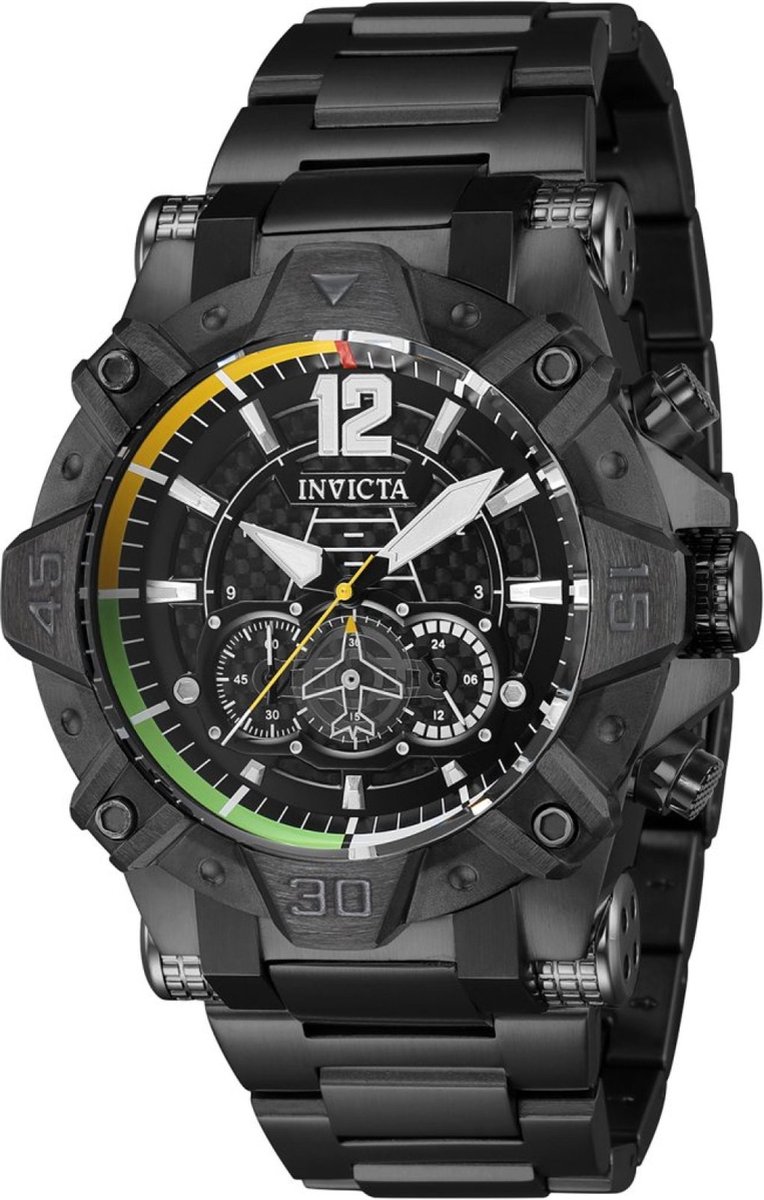 Invicta Aviator 40170 Heren Horloge - Waterdicht - Analoog - Quartz Uurwerk - Roestvrij Staal met zwarte Wijzerplaat -52mm