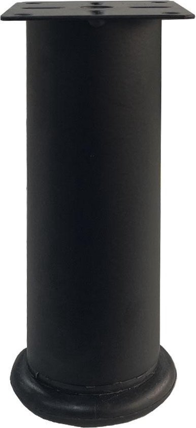 Stalen verstelbare meubelpoot zwart rond ø 4 cm en hoogte 13 cm - Set van 4 stuks