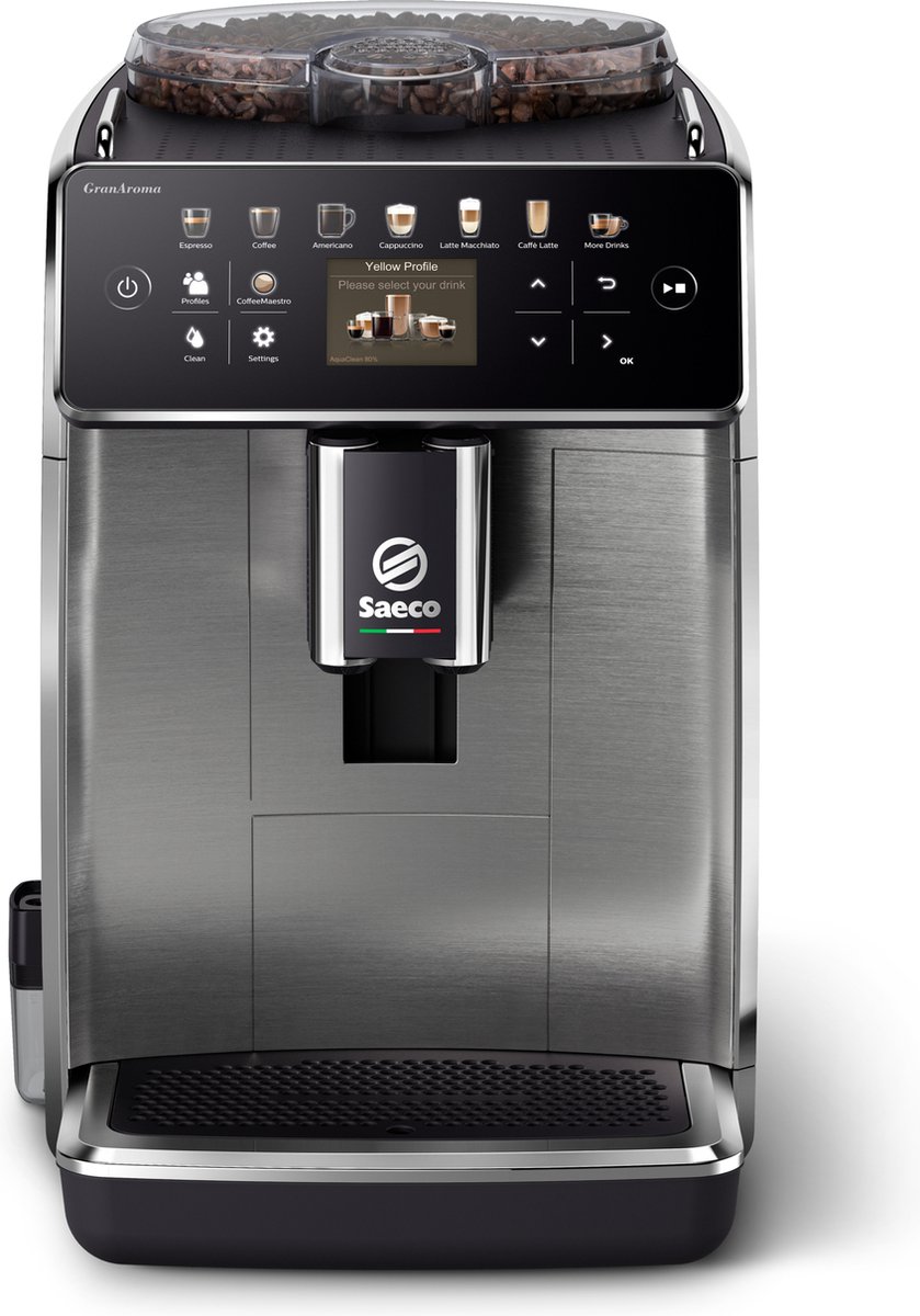 Philips Saeco GranAroma SM6585/00 - Espressomachine - 16 Soorten Warme Drankjes - Zilver / RVS - + AquaClean Filter
