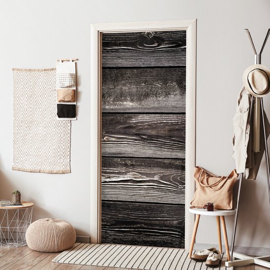 Sticker de porte Rétro - Planches - Bois - Robuste - 90x215 cm - Poster de porte