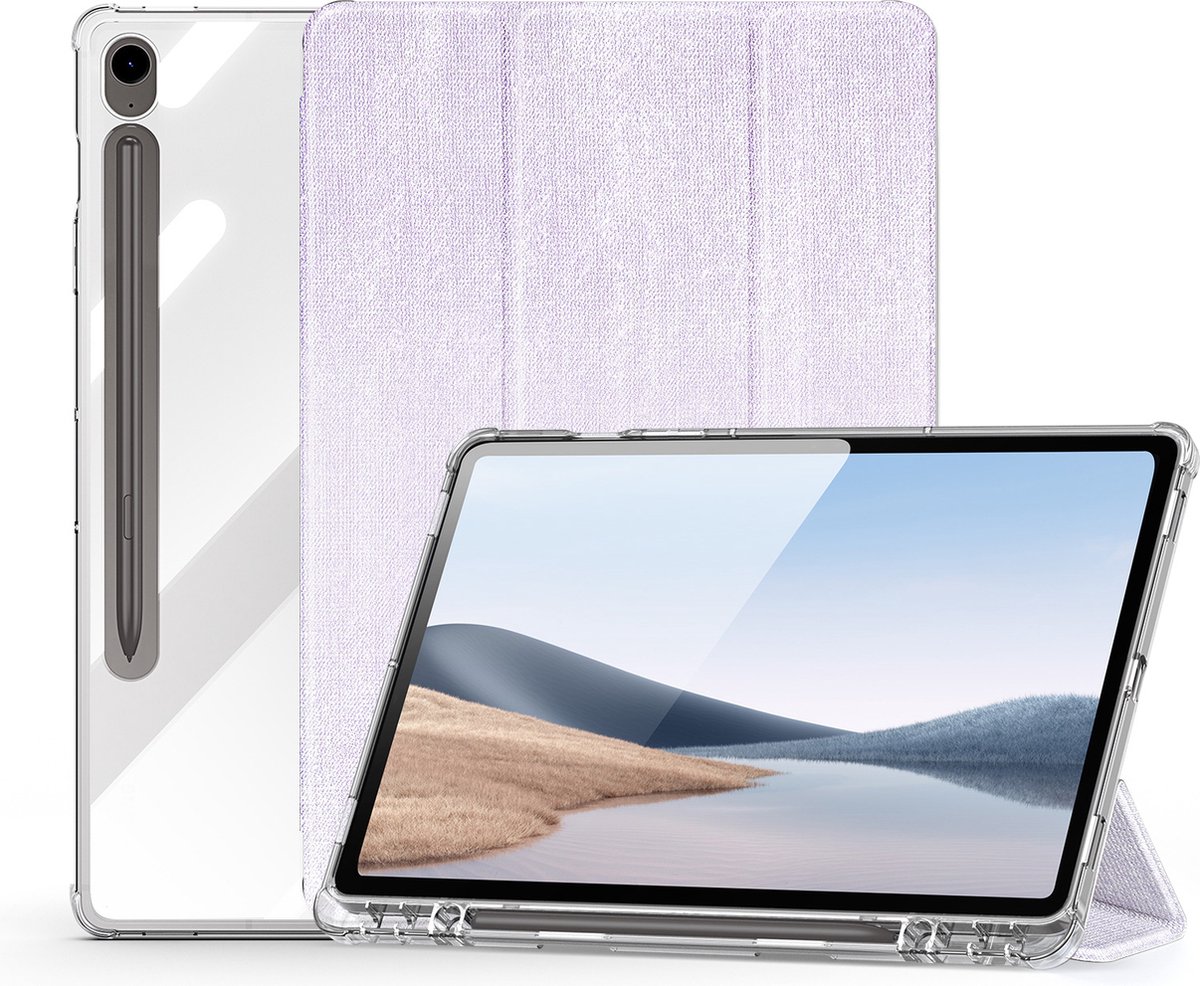 Dux Ducis - Tablet hoes geschikt voor Samsung Galaxy Tab S9/S9 FE - Toby Series - Auto Wake/Sleep functie - Met Pencil houder - Paars
