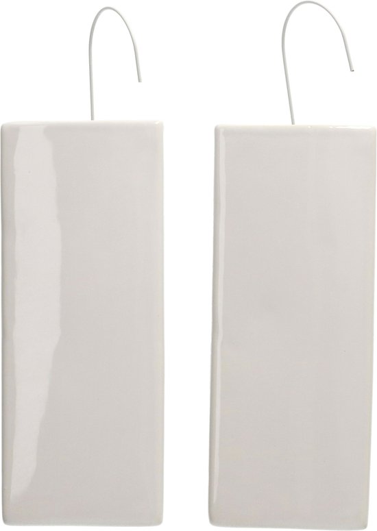 Bellatio design Waterverdamper radiator - 2x - dolomiet - wit - 8x20 cm - luchtbevochtiger radiator - verdampingsbakje