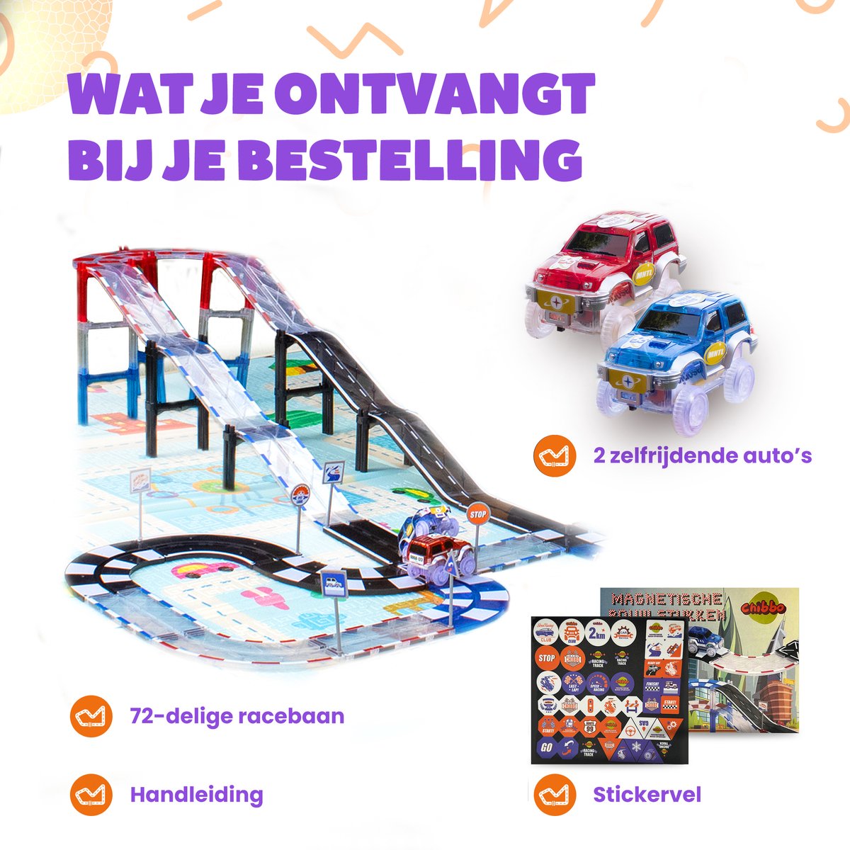 Magnetisch speelgoed Jongens – 3 tot 12 jaar – Auto Racebaan Elektrisch voor kinderen – Montessori Speelgoed – 72 Delig — afbeelding 7