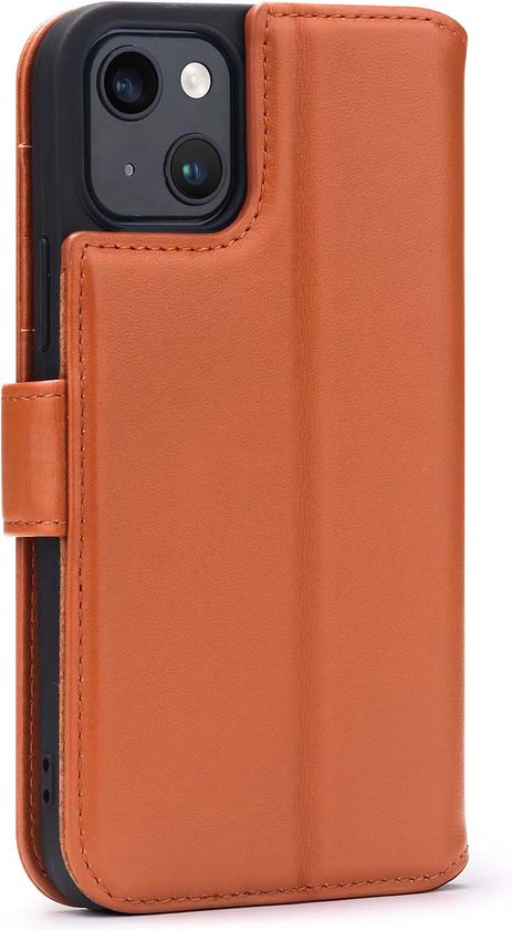 Coque pour iPhone 15 - Bookcase portefeuille de Luxe MobyDefend - Marron clair - Étui pour téléphone portable - Étui de téléphone adapté pour iPhone 15