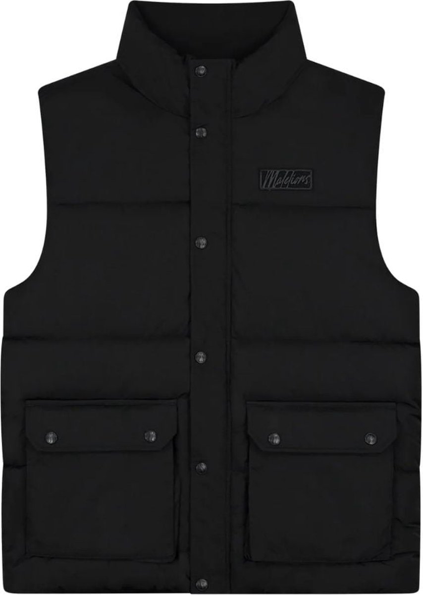 Malelions Crinkle Padded Vest Zwart