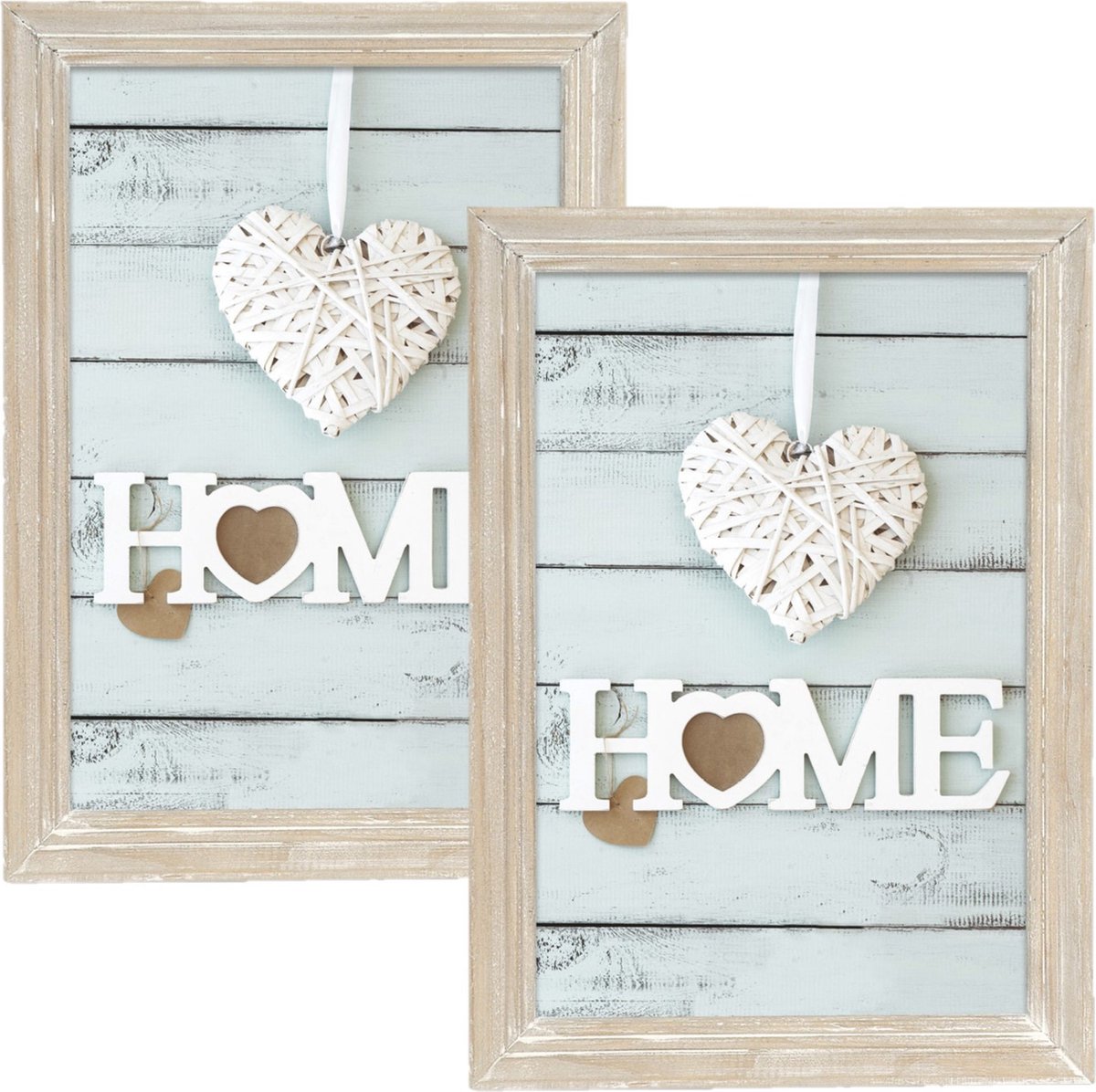 Zep 2x stuks houten fotolijst vintage lichte white wash geschikt voor een foto van 15 x 20 cm Wit