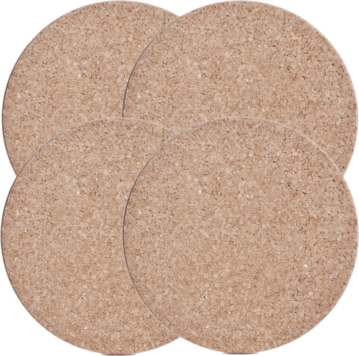 Zeller Tafel Pannenonderzetter - 4x - kurk - rond - Dia 17 cm - tot 220 graden - lichtbruin - ovenschalen/kookpannen