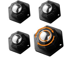 4-delige zelfklevende meubelrolletjes, draaibare wielen voor meubels, draagvermogen van 30 pond (ca. 13,6 kg) per wiel (1 inch), geschikt voor opbergboxen of kleine apparaten - dun universeel ontwerp (zwart, 4 stuks)