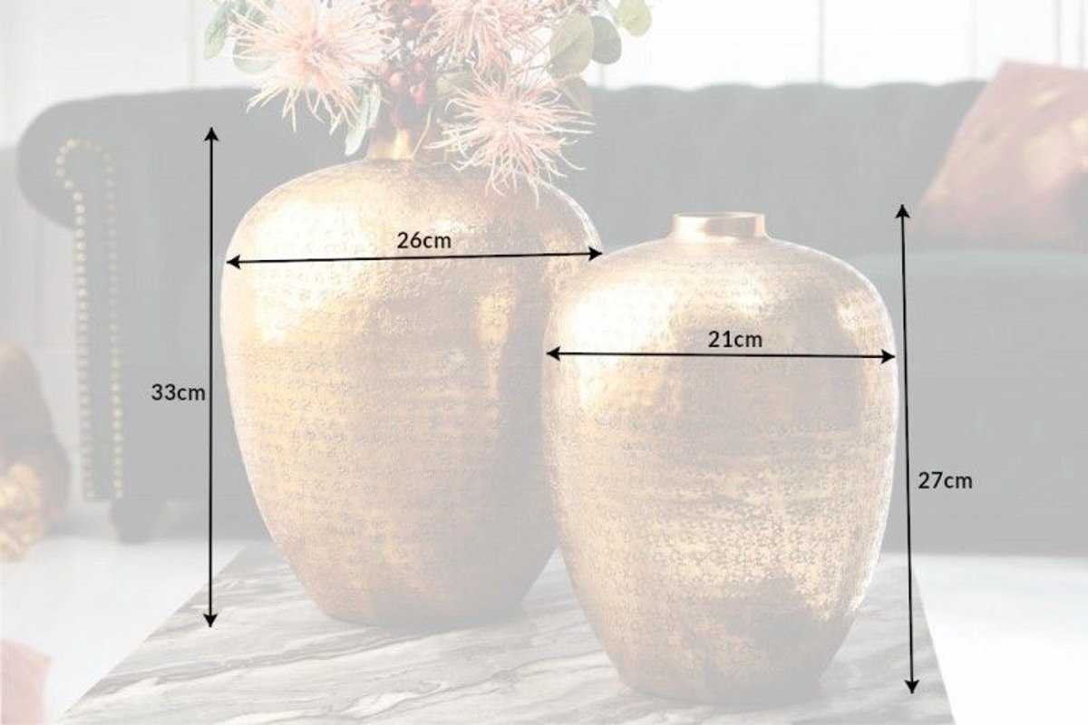 Elegante vazen set van 2 ORIENTAL 33cm goud met de hand versierd - 40382