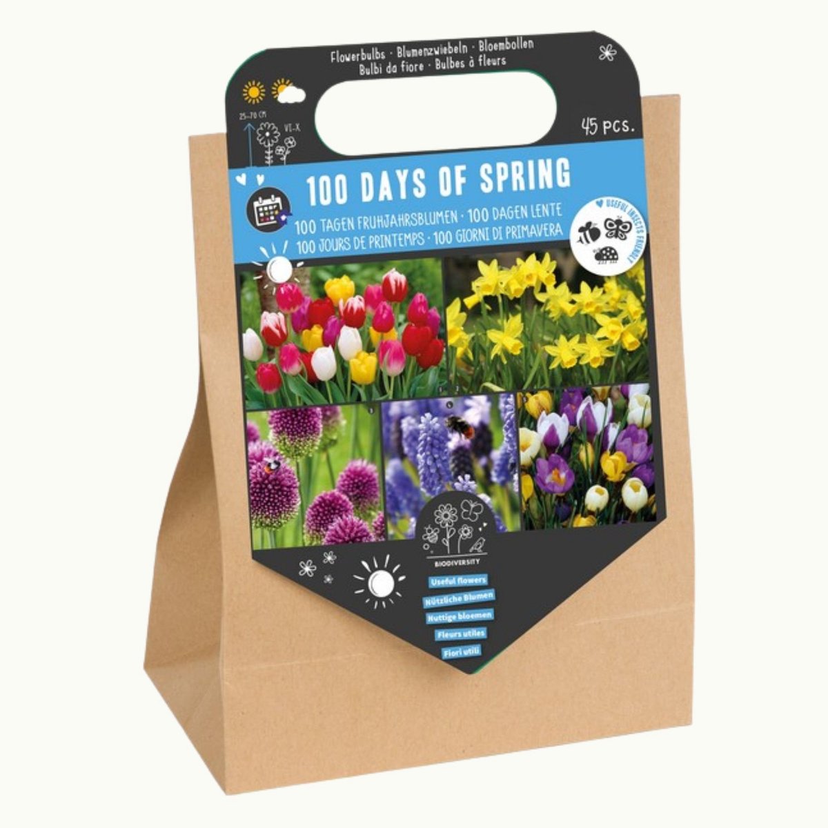 100 Dagen Lente – 45 bloembollen - Bijen-Vlinders - Geurend - Snijbloemen - Voorjaarsbollen - Zomerbollen - bloeit in Maart / April / Mei / Juni