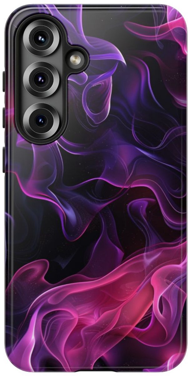 Violette en Roze Abstracte Vlammen – Telefoonhoesje Geschikt voor Samsung Galaxy S25