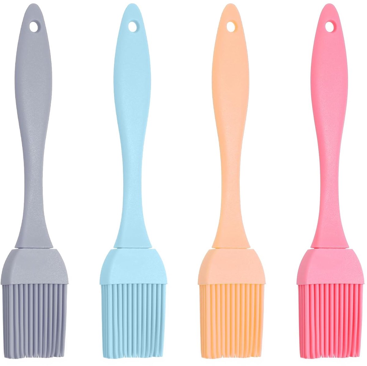 Siliconen bakborstels - veelzijdig en hittebestendig - set van 4 - grijs, beige, roze, blauw