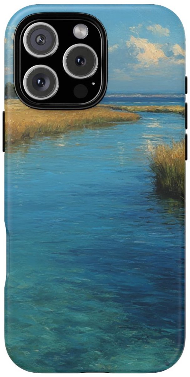 Blauwe Lagune Landschap – Telefoonhoesje Geschikt voor iPhone 16 Pro Max