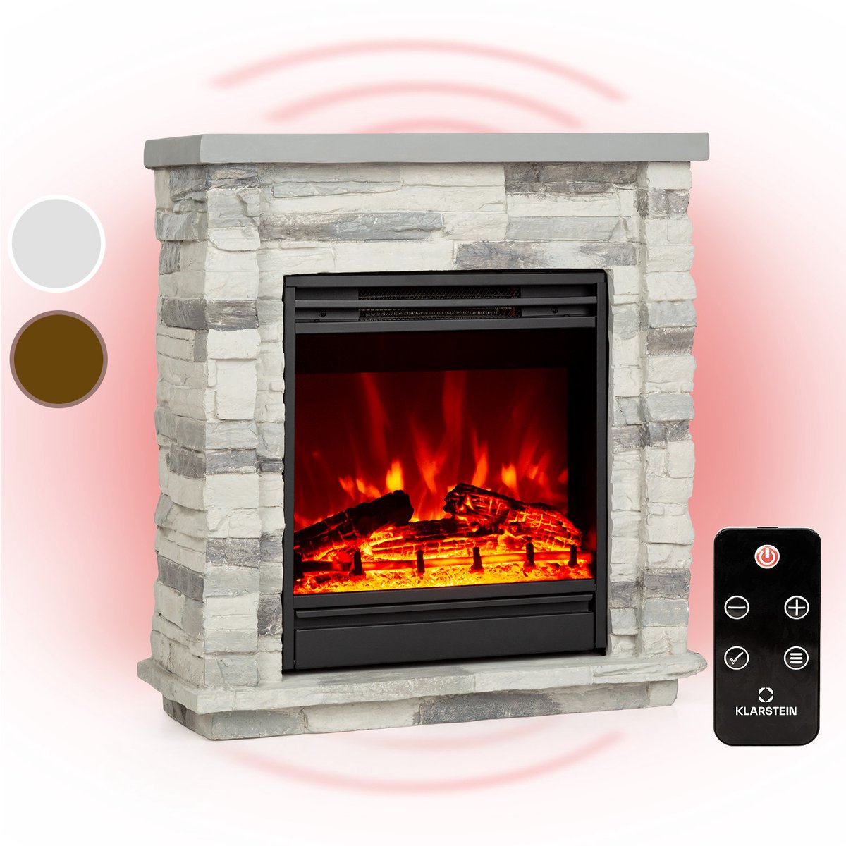 Klarstein Lienz Elektrische Haard Elektrische Haard - 1800 W - 2 Warmtestanden: 900 / 1800 W - Openwindow Detectie - Vlammenillusie: Zonder Vuur En Rook - Dimbare Verlichting - Polystone Steendecoratie - Weektimer - Thermostaat - Afstandsbediening