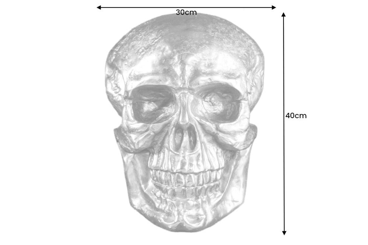 Exclusief wandsculptuur SKULL XXL 40cm zilveren decoratieve schedel - 38383