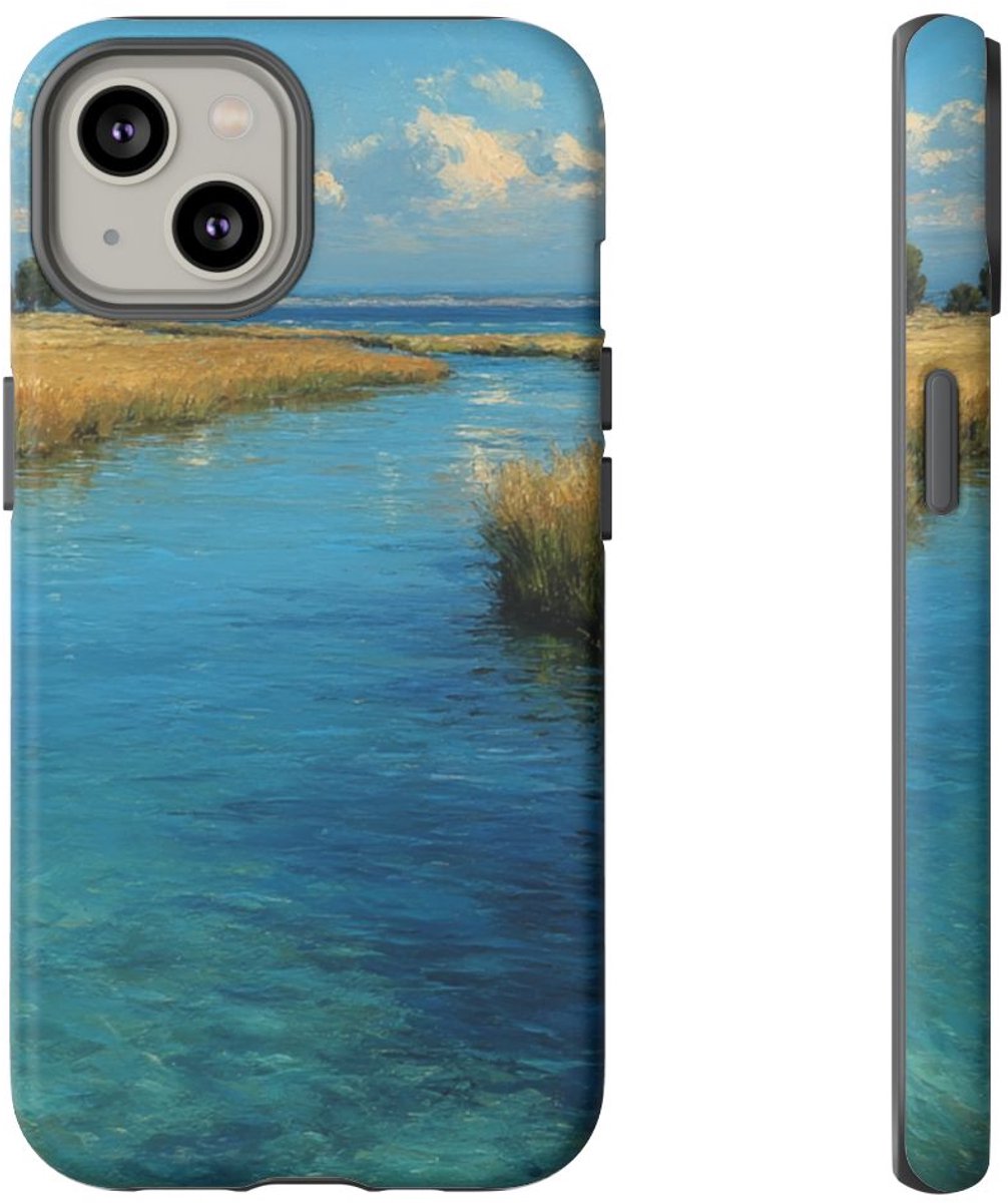 Blauw Lagunelandschap – Telefoonhoesje Geschikt voor iPhone 14