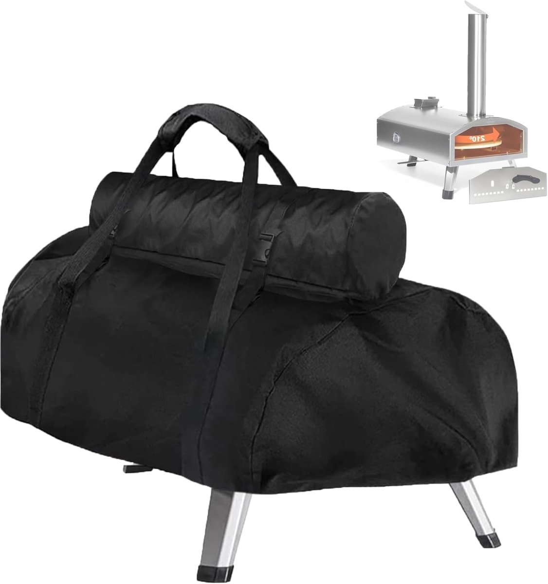 Pizzaoven Draagtas en Hoes - Voor Ooni Karu 12 - Met afneembare schoorsteentas - Van 500D Oxford doek - Voor buiten - 95 x 42 x 22 cm