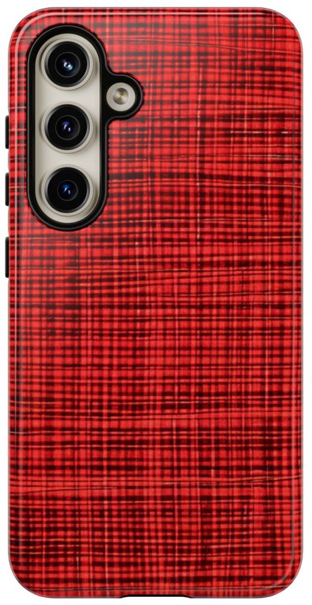 Rood Geruit Textielpatroon – Telefoonhoesje Geschikt voor Samsung Galaxy S24