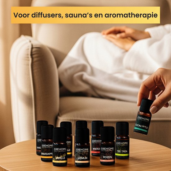 2BEHOME Etherische Olie Set - 14 Geuren - Lavendel, Vanille, Eucalyptus en meer - Essentiële olie voor Aromatherapie - Essential oil - Geurolie voor Aromadiffuser - Etherische Olie Lavendel