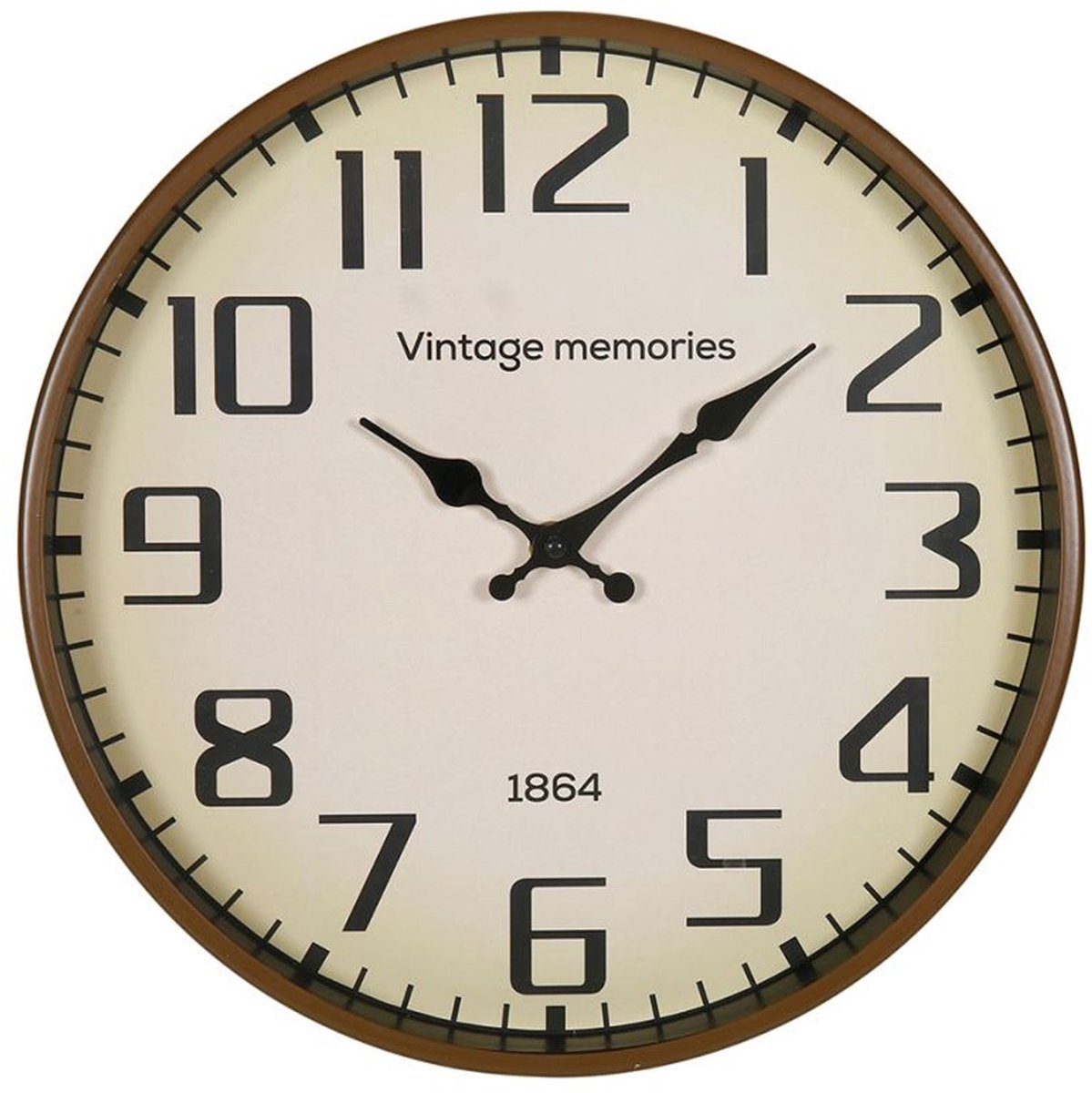 Ostaria Wandklok/muur klok - Vintage - Dia 30 cm - metaal - bruin/zwart - keuken/kamer