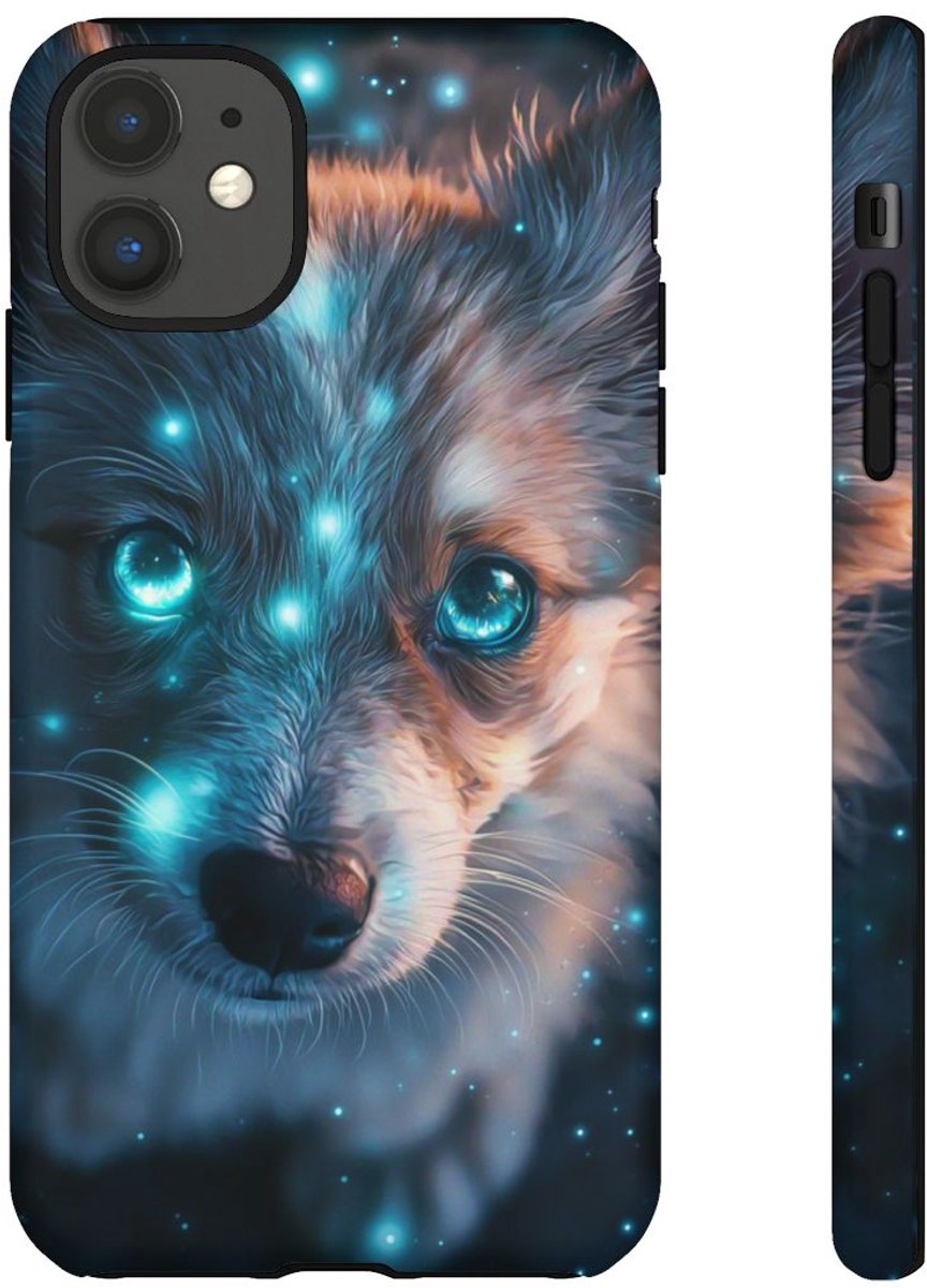 Schattige Puppy met Lichtgevende Ogen – Telefoonhoesje Geschikt voor iPhone 11