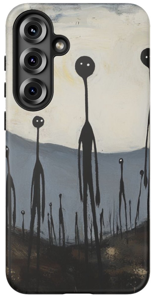 Duistere Stokfiguren Landschap – Telefoonhoesje Geschikt voor Galaxy S25 Plus